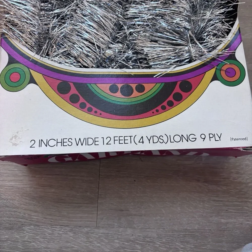 Vintage Decor Noel Soft & Silky Silver Tinsel Christmas Garland 12ft 9 Ply Retro